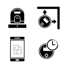 Robot Vacuum Cleaner. Simple Related Vector Icons Set for Video, Mobile Apps, Web Sites, Print Projects and Your Design. Robot Vacuum Cleaner icon Black Flat Illustration on White Background.