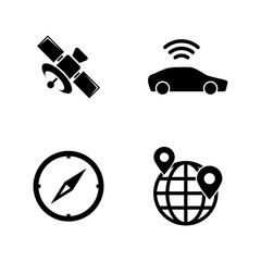 GPS Car Navigation. Simple Related Vector Icons Set for Video, Mobile Apps, Web Sites, Print Projects and Your Design. GPS Car Navigation icon Black Flat Illustration on White Background.