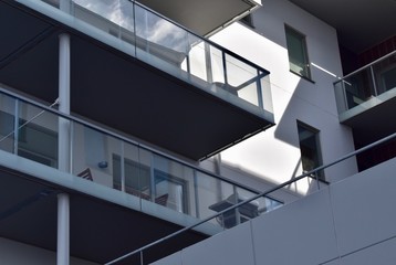 modern scandinavian architecture in grey blue colors, apartement building, Kalmar, sweden © mongoliet