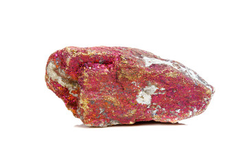 Macro mineral stone Chalcopyrite in the rock on a white background