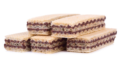 Wafers with chocolate isolated on white background