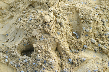 Sandy in the construction zone. Soil and sand texture Background.Construction Materials.