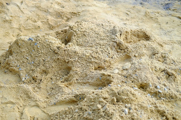 Sandy in the construction zone. Soil and sand texture Background.Construction Materials.