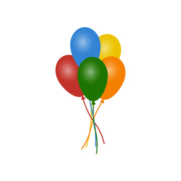 Colorful balloons in isolated white background. Collection of colorful 