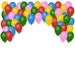 White vector background with colorful balloons. Birthday background. Holiday abstract background