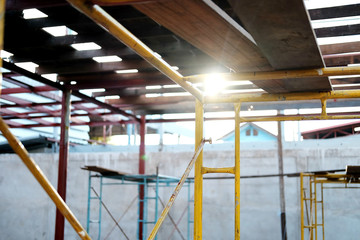 Metal pipe stainless stacked in construction area 