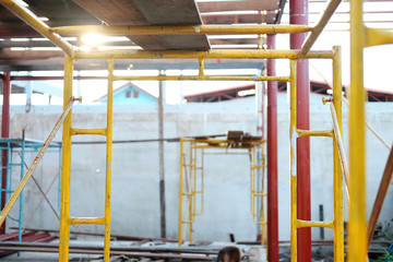 Metal pipe stainless stacked in construction area 