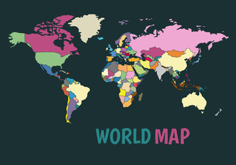Colorful political map of the world. Illustration in a flat style
