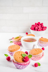 Home baked muffins with raspberries