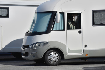 caravans parked in the parking lot