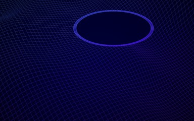 Abstract landscape on a blue background. Cyberspace grid. Hi-tech network, technology. 3D illustration. Mockup