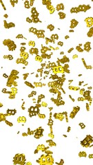 Digital currency symbol Bitcoin on a white background. Fall of bitcoin. Cryptocurrency graph on virtual screen. Business, Finance and technology concept. 3D illustration