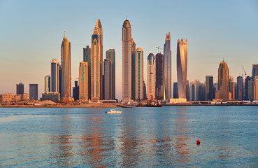 Dubai marina skyline in United Arab Emirates