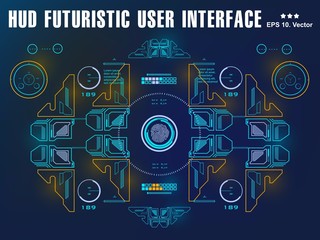Futuristic blue virtual graphic touch user interface, target, hud interface dashboard, virtual reality interface