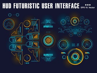 Futuristic blue virtual graphic touch user interface, target, hud interface dashboard, virtual reality interface