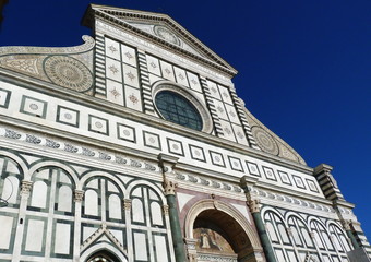 Facade of Santa Maria Novella church in Florence, Italy