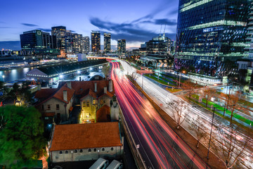 Fototapeta na wymiar Light streams of Docklands, Melbourne