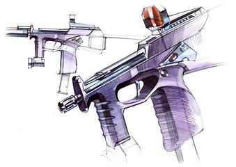 Picture of an exclusive automatic weapon submachine gun for melee.