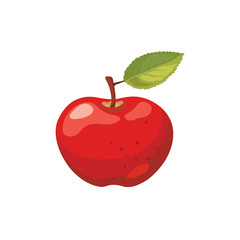 Ripe red apple isolated on white background.  Vector illustration.