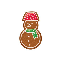 Christmas ginger bread vector illustration isolated on white background. Gingerbread snowman.