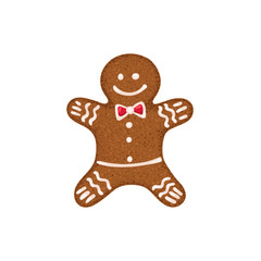 Christmas ginger bread vector illustration isolated on white background. Gingerbread man.