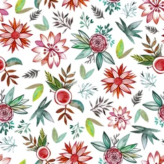 Gordijnen Seamless pattern with abstract watercolor flowers. Watercolor ornament. © Анастасия Гевко