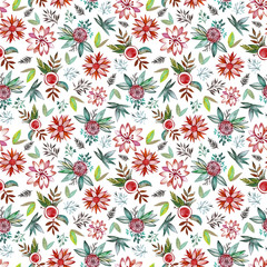 Seamless pattern with abstract watercolor flowers. Watercolor ornament.