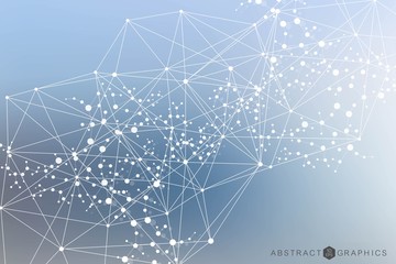 Structure molecule and communication. Dna, atom, neurons. Abstract polygonal structure with connecting dots and lines. Medical, technology, chemistry, science background. Vector illustration.