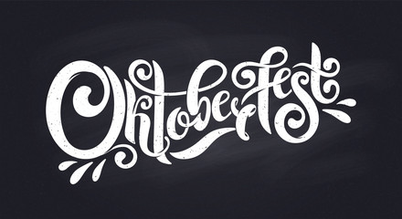 Oktoberfest handwritten lettering header. Oktoberfest typography title vector design Chalk logotype.
