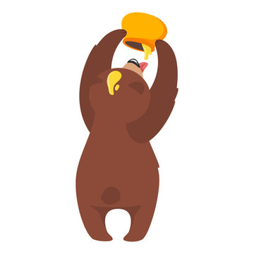 brown bear eating honey from pot clip art preview