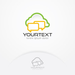Cloud chat logo, Simple and modern a Cloud chat logo in line style. Communication and technology logo template