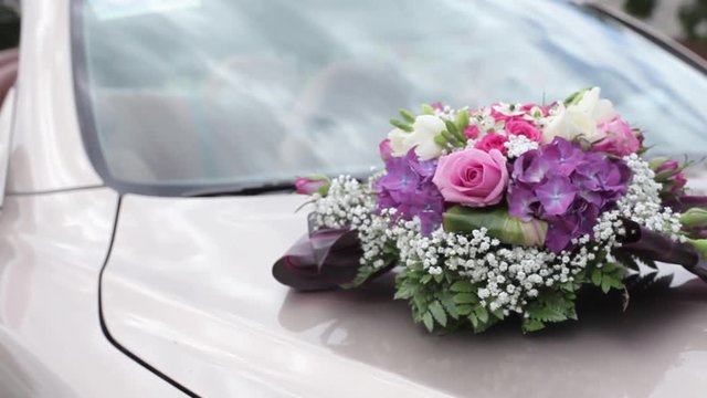 Flowers on the wedding car bouquet, love, beautiful, celebration