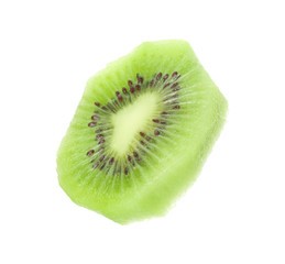 Fototapeta na wymiar Slice of fresh kiwi on white background