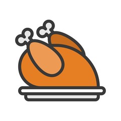 Oven Roasted Turkey, Merry Christmas theme set, filled outline editable stroke pixel perfect icon