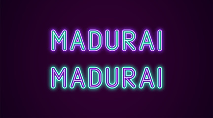 Neon name of Madurai city in India