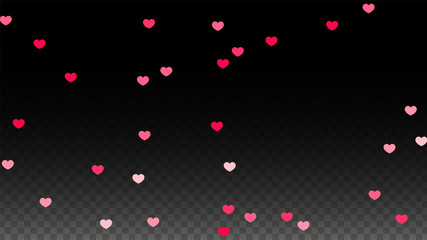 Hearts Confetti Falling Background. St. Valentine's Day pattern. Romantic Scattered Hearts Design Element. Love. Sweet Moment. Gift. Cute Element of Design for Sales or Celebration.
