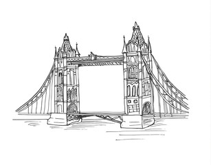 Tower Bridge in flat style isolated on white background.