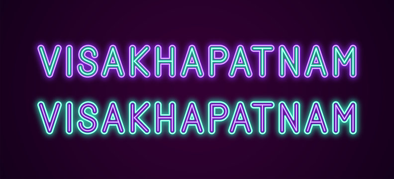 Neon Name Of Visakhapatnam City In India