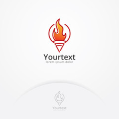 Fire spirit logo, The torch logo is a symbol of passion and struggle. Flame logo template