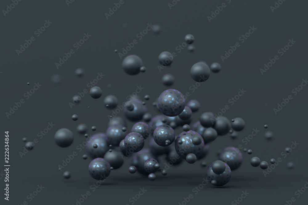 Aufkleber abstract 3d rendering of geometric shapes. modern composition. background design with spheres for po