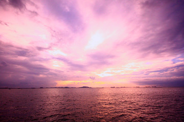 Beautiful sky twilight in sunset on the sea 