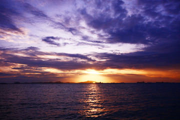 Beautiful sky twilight in sunset on the sea 