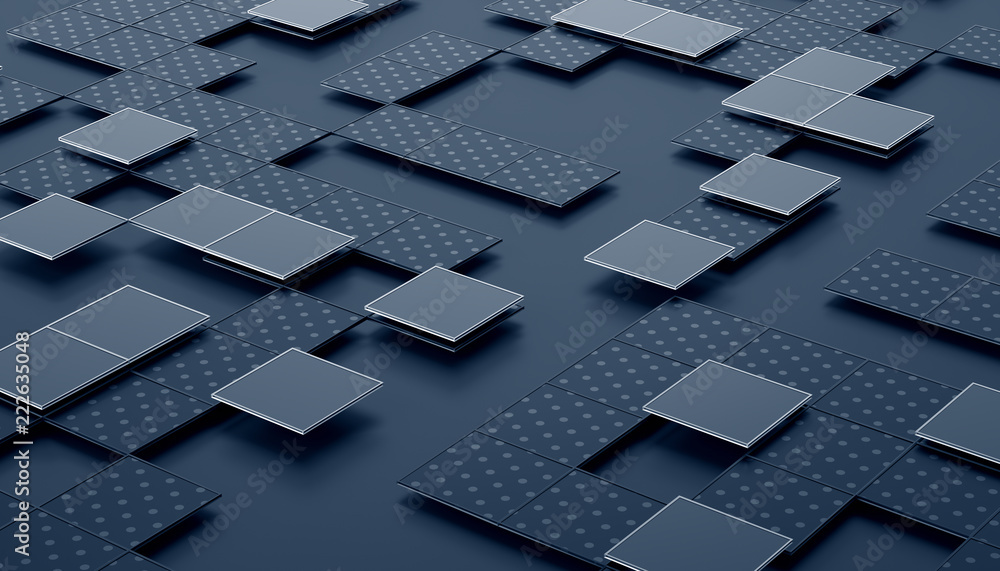 Poster abstract 3d rendering of geometric shapes. composition with squares. futuristic surface design. mode