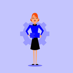 girl with puzzle pieces vector for web
