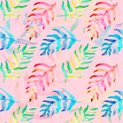 Summer tropical pattern, background with palm leaves.
