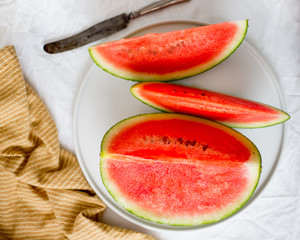 Watermelon slices on the table