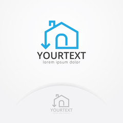 House arrow logo, Housing business logo with line style. Realty logo template