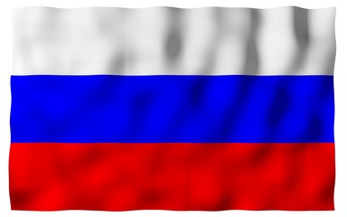 Waving flag of the Russian Federation. The National. State symbol of the Russia. 3D illustration