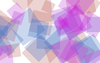 Multicolored translucent squares on white background. Red tones. 3D illustration