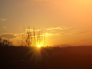 The setting sun